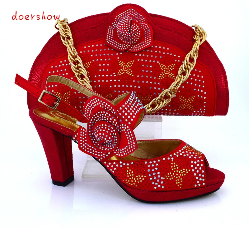 doershow Matching Shoes With Bag Set With Rhinestones Elegant red Color Fashion African Shoes And Bag Set For Party!HVB1-81
doershow Matching Shoes With Bag Set With Rhinestones Elegant red Color Fashion African Shoes And Bag Set For Party!HVB1-81