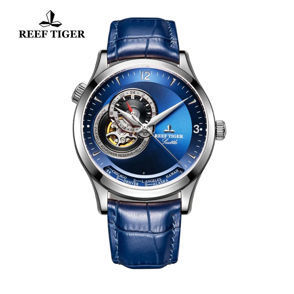 Дизайнерские повседневные часы Reef Tiger/RT, автоматические часы с ремешком из натуральной кожи и синим циферблатом, часы из нержавеющей стали ...
Дизайнерские повседневные часы Reef Tiger/RT, автоматические часы с ремешком из натуральной кожи и синим циферблатом, часы из нержавеющей стали ...