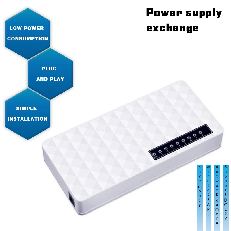 8 Ports SPOE Network Switch 10/100 Mbps Network Ethernet Switch for Cameras AP VoIP Power Supply Full/Half Duplex Support 5-60V
8 Ports SPOE Network Switch 10/100 Mbps Network Ethernet Switch for Cameras AP VoIP Power Supply Full/Half Duplex Support 5-60V
