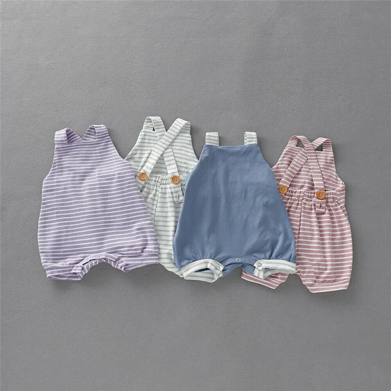 Casual Newborn Baby Girl Boy Striped Romper Summer Unisex Baby Cotton Clothes Sleeveless Strappy Backless Playsuit for Baby 0-3Y
Casual Newborn Baby Girl Boy Striped Romper Summer Unisex Baby Cotton Clothes Sleeveless Strappy Backless Playsuit for Baby 0-3Y