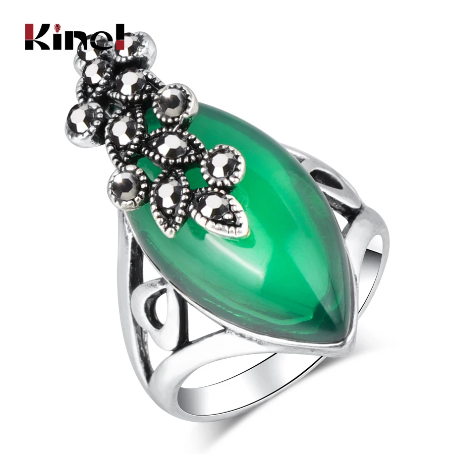Kinel Luxury Eye Shape Resin Rings Vintage Plant Leaf Rings For Women Antique Silver Plated Fashion Jewelry
Kinel Luxury Eye Shape Resin Rings Vintage Plant Leaf Rings For Women Antique Silver Plated Fashion Jewelry