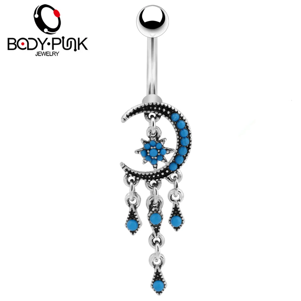 Body Punk 1pc/set Belly Button Rings Stainless Steel Moon and Star Dangle 14G Nave Piercing Jewelry Body Belly Ring for Women
Body Punk 1pc/set Belly Button Rings Stainless Steel Moon and Star Dangle 14G Nave Piercing Jewelry Body Belly Ring for Women