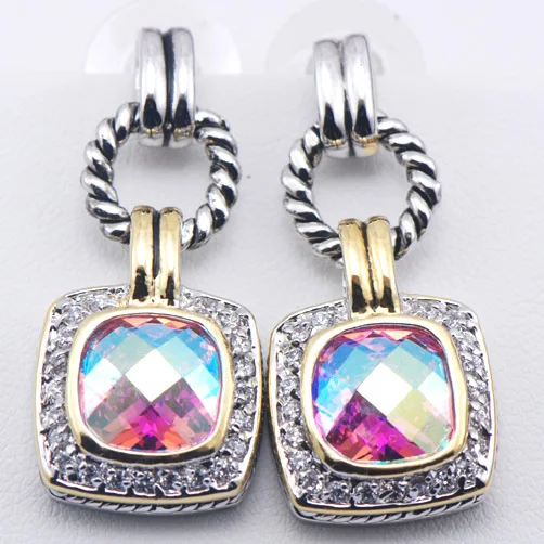 New Rose Rainbow Mystic Crystal Zircon Woman 925 Sterling Silver Crystal Earrings TE356
New Rose Rainbow Mystic Crystal Zircon Woman 925 Sterling Silver Crystal Earrings TE356