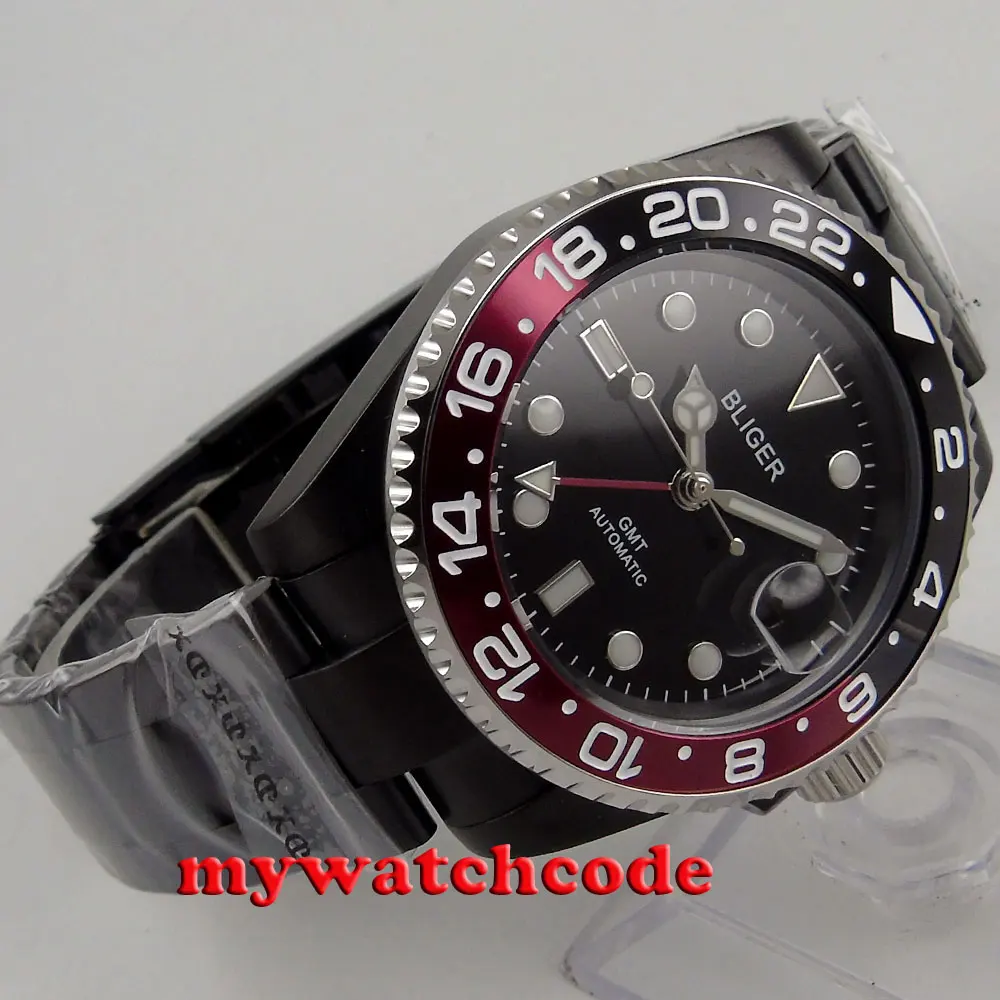 40 мм Bliger черный циферблат PVD чехол GMT Дата, сапфировое glass автоматические мужские часы
40 мм Bliger черный циферблат PVD чехол GMT Дата, сапфировое glass автоматические мужские часы