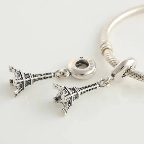 Authentic 925 Sterling Silver Fashion Threaded Charms Eiffel Tower Beads Fits European Silver Charm Bracelets Snake Chain
Authentic 925 Sterling Silver Fashion Threaded Charms Eiffel Tower Beads Fits European Silver Charm Bracelets Snake Chain