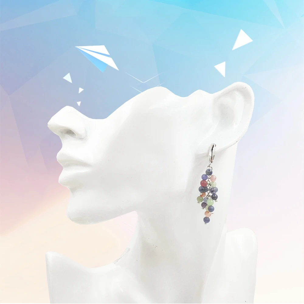 Lii Ji Gemstone Natural Tanzanite Tourmaline 925 Sterling Silver Gold Plated Long Earring Women Fashion Jewelry | Украшения и