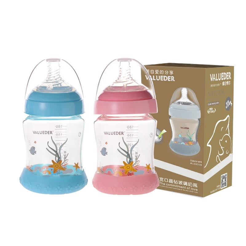 Glass Baby Bottles 180ML High Borosilicate Glass Heat Reasistant Transparent Non-slip Baby Milk Bottle
Glass Baby Bottles 180ML High Borosilicate Glass Heat Reasistant Transparent Non-slip Baby Milk Bottle