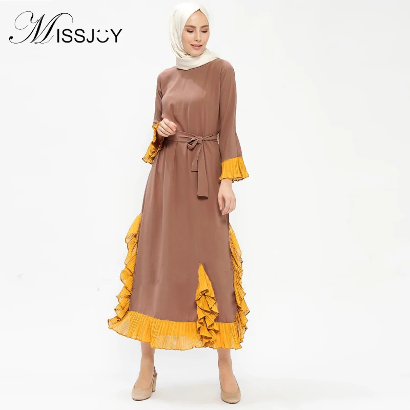 Платье MISSJOY kurta женское с длинным рукавом элегантное мусульманское вечернее