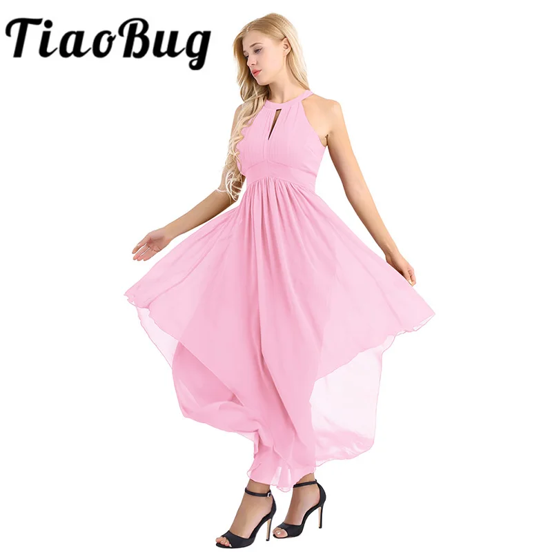 Women Ladies Sleeveless Halter Chiffon Elegant Evening Party Dress Slender Keyhole Opening A-Line Backless Formal Evening Dress
Women Ladies Sleeveless Halter Chiffon Elegant Evening Party Dress Slender Keyhole Opening A-Line Backless Formal Evening Dress