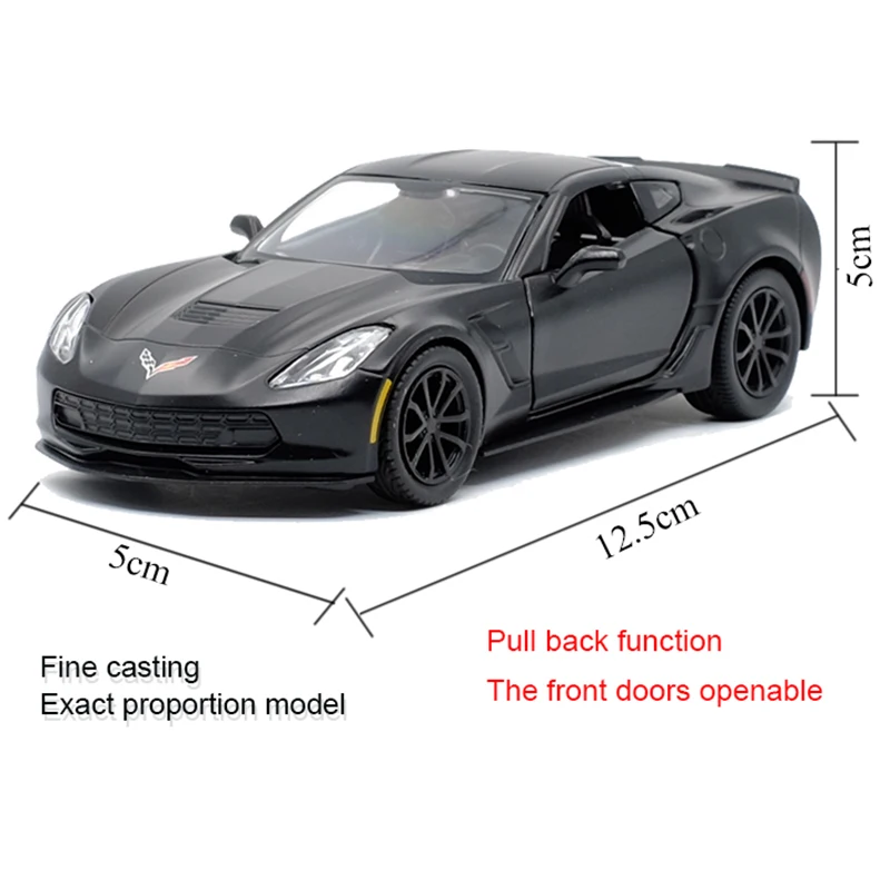 RMZ городской 1:36 Corvette C7 черная литая под давлением модель автомобиля игрушка с