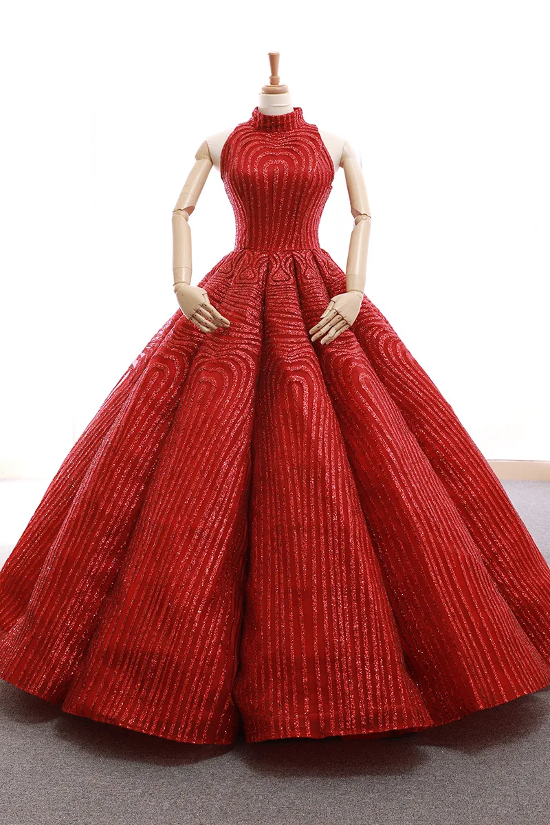 Halter Neckline Bling Bling Red Puffy Satin Quinceanera Dress 2018 Floor Length Lace Ball Gown Real Photos Evening Dresses
Halter Neckline Bling Bling Red Puffy Satin Quinceanera Dress 2018 Floor Length Lace Ball Gown Real Photos Evening Dresses