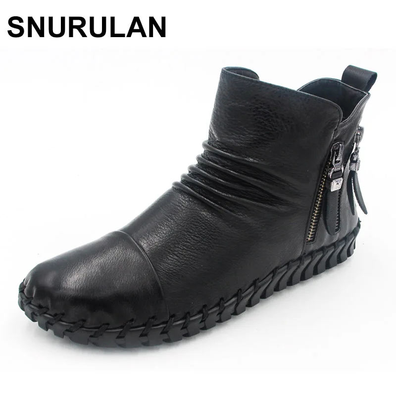 SNURULAN spring and autumn new fashion genuine leather boots ladies side zipper black ankle boots women's winter boots shoes wom
SNURULAN spring and autumn new fashion genuine leather boots ladies side zipper black ankle boots women's winter boots shoes wom