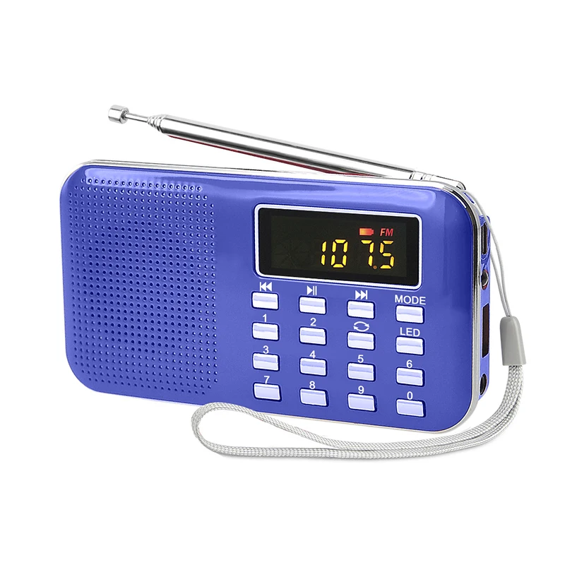 Портативный цифровой мини FM радиоприемник с ЖК экраном светодиодный фонарик