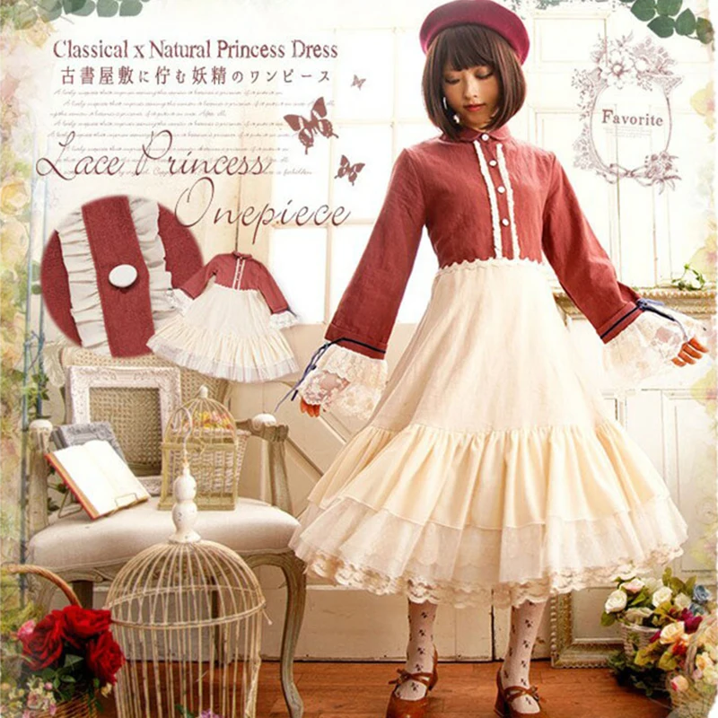 Mori Girl Lolita Style Lace Dress Women Spring Sweet Flare Sleeve Ruffle Dress Ribbon Princess One Piece Dress Vestidos T617
Mori Girl Lolita Style Lace Dress Women Spring Sweet Flare Sleeve Ruffle Dress Ribbon Princess One Piece Dress Vestidos T617