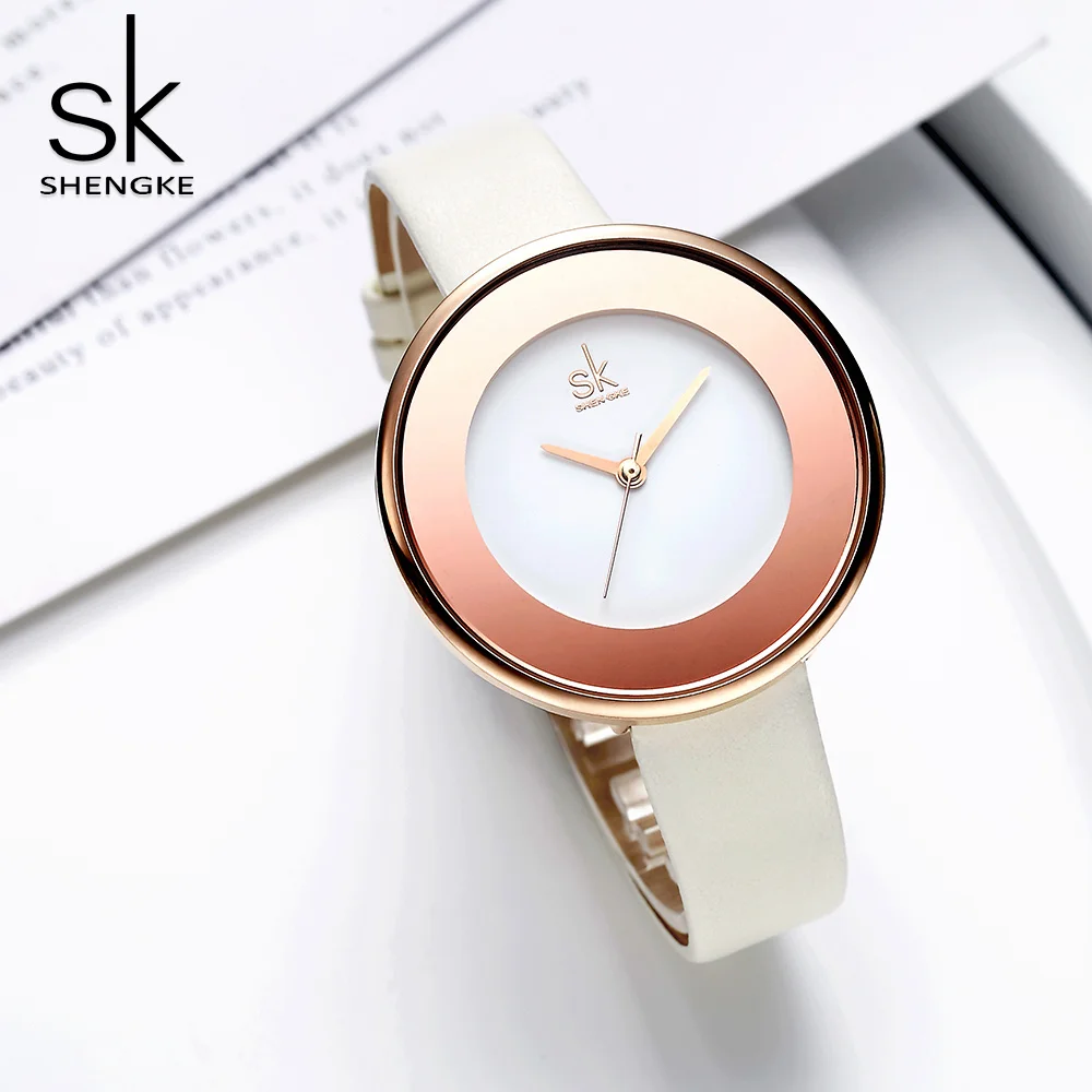 Shengke модные минималистичные женские часы роскошные SK кожаные Reloj Mujer Zegarek