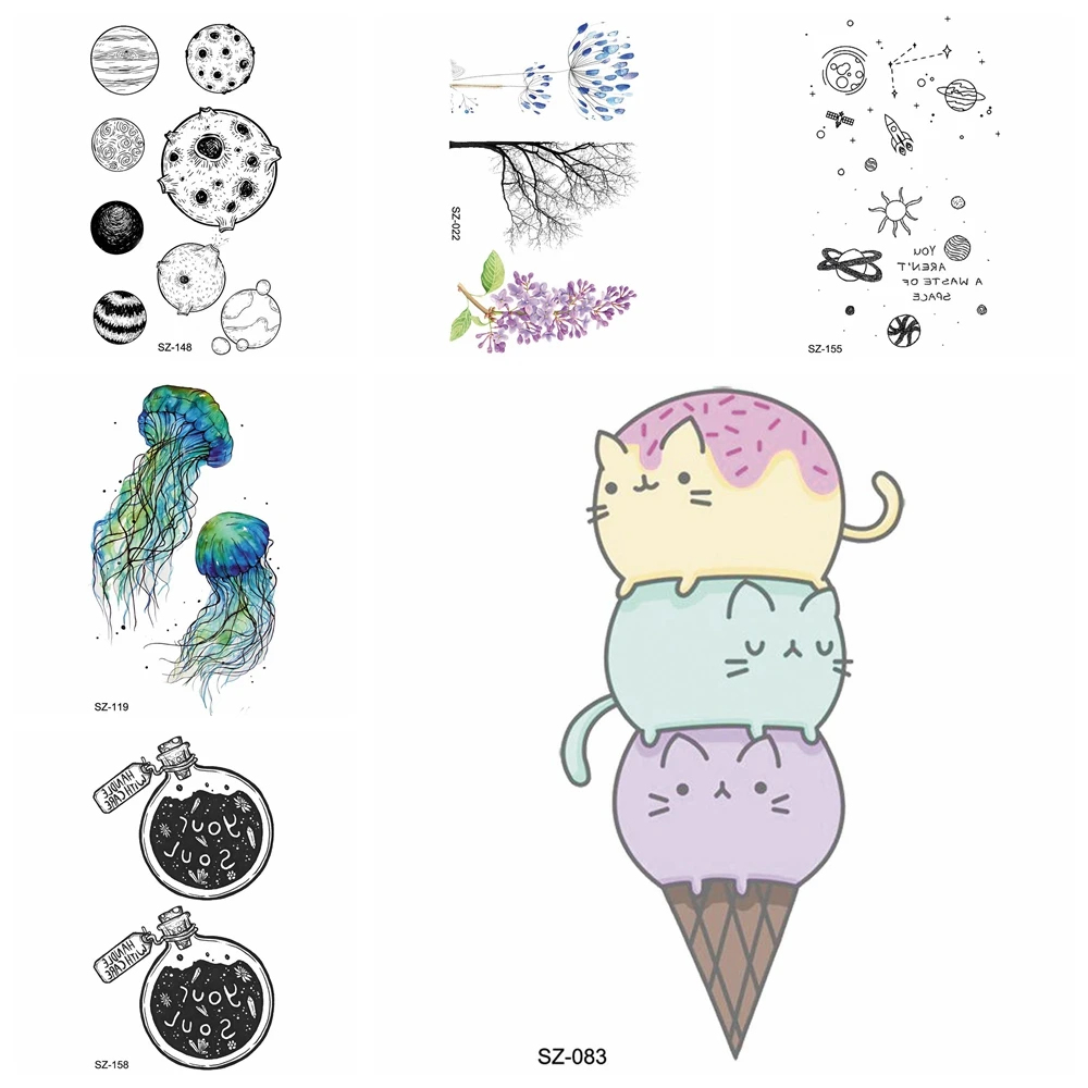 YURAN Little Cartoon Temporary Tattoo Girld Arm Ice Cream Tattoo Stickers Children Gadgets Moon Waterproof Tatoos Women Makeup
YURAN Little Cartoon Temporary Tattoo Girld Arm Ice Cream Tattoo Stickers Children Gadgets Moon Waterproof Tatoos Women Makeup