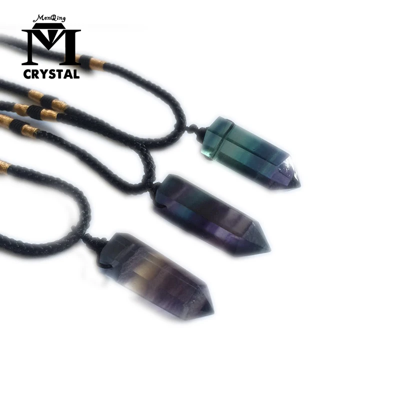 Natural colorful Fluorite Pendant crystal Point Rainbow fluorite Necklace Hexagonal Point Pendulum Column Reiki Healing Jewelry 
Natural colorful Fluorite Pendant crystal Point Rainbow fluorite Necklace Hexagonal Point Pendulum Column Reiki Healing Jewelry