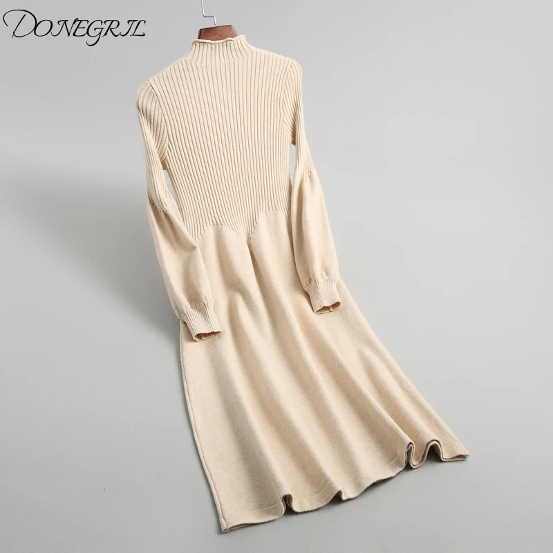 High quality 2020 autumn and winter new half-high collar elegant slim slimming temperament knitted A-line dress
High quality 2020 autumn and winter new half-high collar elegant slim slimming temperament knitted A-line dress