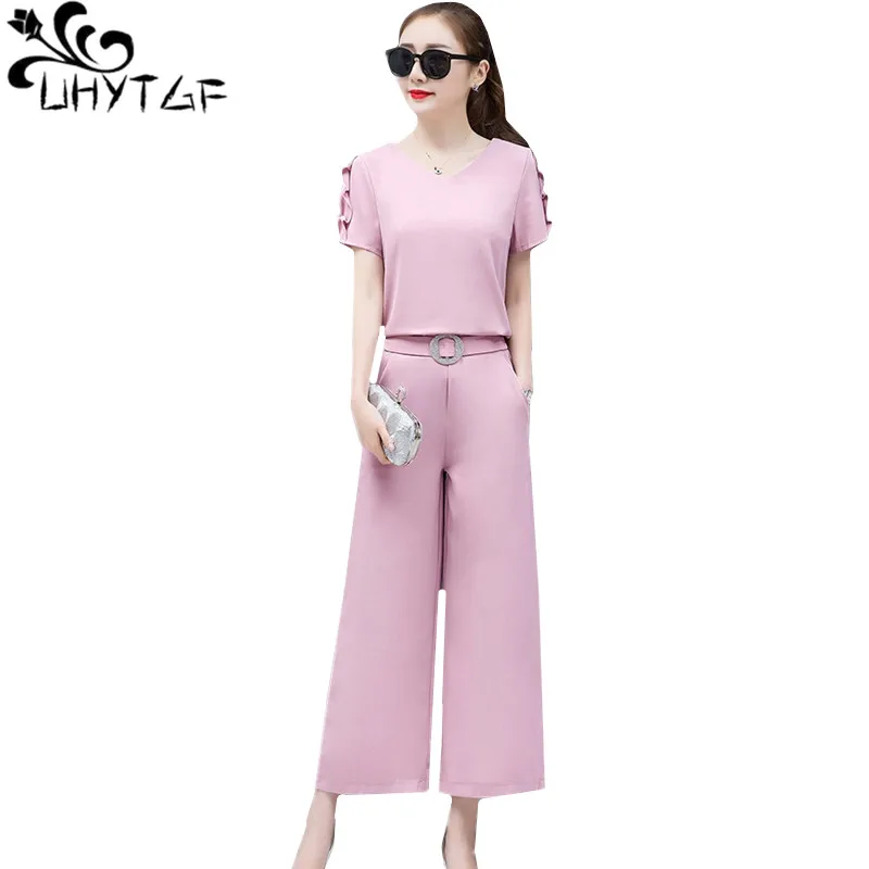 UHYTGF Summer sets women's Fashion chiffon top + wide leg pants two piece set casual sporty set woman Plus size female suit 664
UHYTGF Summer sets women's Fashion chiffon top + wide leg pants two piece set casual sporty set woman Plus size female suit 664