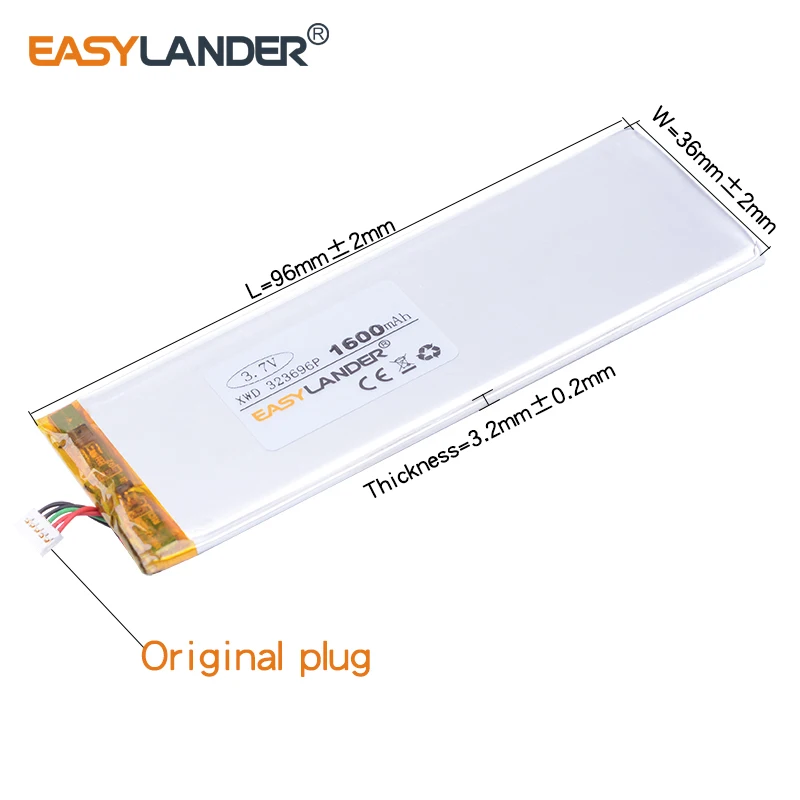 323696 3,7 V 1600mAh перезаряжаемый литий-полимерный аккумулятор для Китай клон 4,7 дюймов I6 6s MTK andorid телефон PL323696 RNEW XWD 303696P
323696 3,7 V 1600mAh перезаряжаемый литий-полимерный аккумулятор для Китай клон 4,7 дюймов I6 6s MTK andorid телефон PL323696 RNEW XWD 303696P