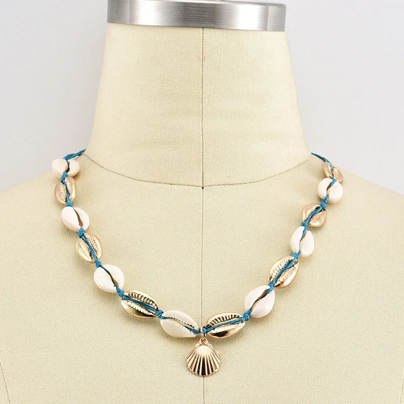 Женское пляжное ожерелье короткое плетеное в стиле бохо украшение для вечеринок