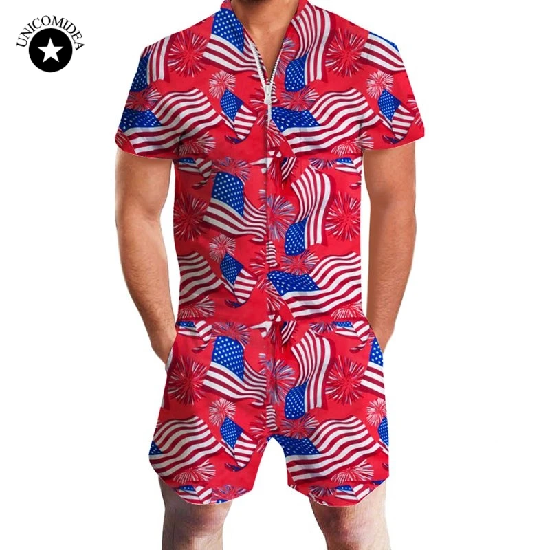 Fashion Mens Rompers USA American Flag Print Male Stretch Slim Fit Jumpsuit Cargo Short Pants Zip Trousers Party Overalls
Fashion Mens Rompers USA American Flag Print Male Stretch Slim Fit Jumpsuit Cargo Short Pants Zip Trousers Party Overalls