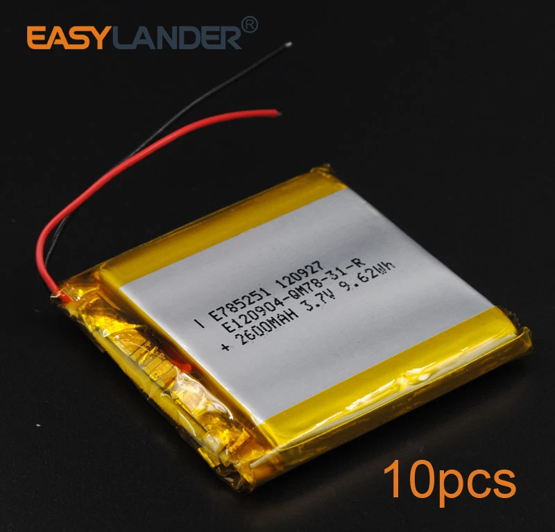 10pcs/Lot 3.7V 2600mAh 785251 Rechargeable li Polymer Li-ion Battery Fr Tablet PC iPAQ Power Bank PDA DVD Consumer safety lamp
10pcs/Lot 3.7V 2600mAh 785251 Rechargeable li Polymer Li-ion Battery Fr Tablet PC iPAQ Power Bank PDA DVD Consumer safety lamp