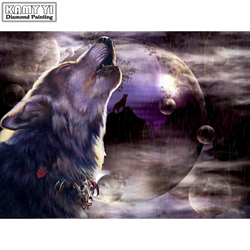 Full Drill Square Diamond 5D DIY Painting&quotHowling wolf&quotDiamond Embroidery Cross Stitch Rhinestone Mosaic Painting | Дом и сад