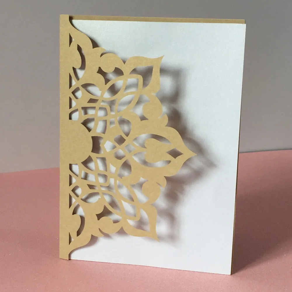 100pcs Laser Cut Shimmer paper gold Wedding Invitation Card Carved Crafts Card Wedding Birthday Favor Greeting card
100pcs Laser Cut Shimmer paper gold Wedding Invitation Card Carved Crafts Card Wedding Birthday Favor Greeting card