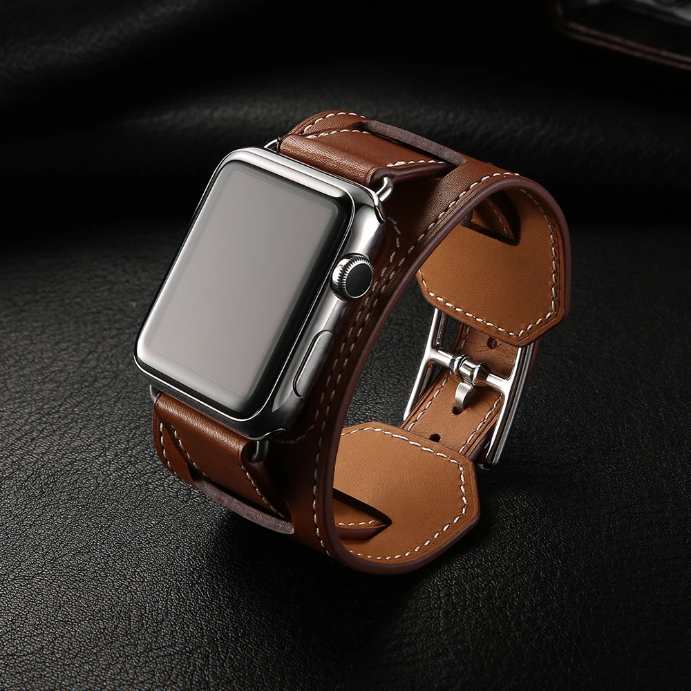 Ремешок из натуральной кожи для Apple Watch 38 мм 42 роскошный браслет iWatch 40 44 Series 1 2 3 4 5 с