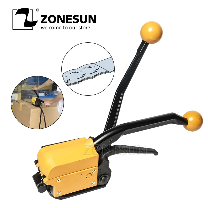 ZONESUN A333 Ручной Стальной обвязочный инструмент стальной ленточный для упаковки