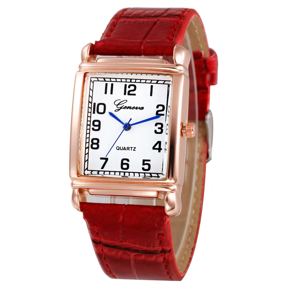 

Geneva Модные женские цифровые часы браслеты кожаные прямоугольные Аналоговые кварцевые наручные часы роскошные женские часы Relogio Feminino XB40
