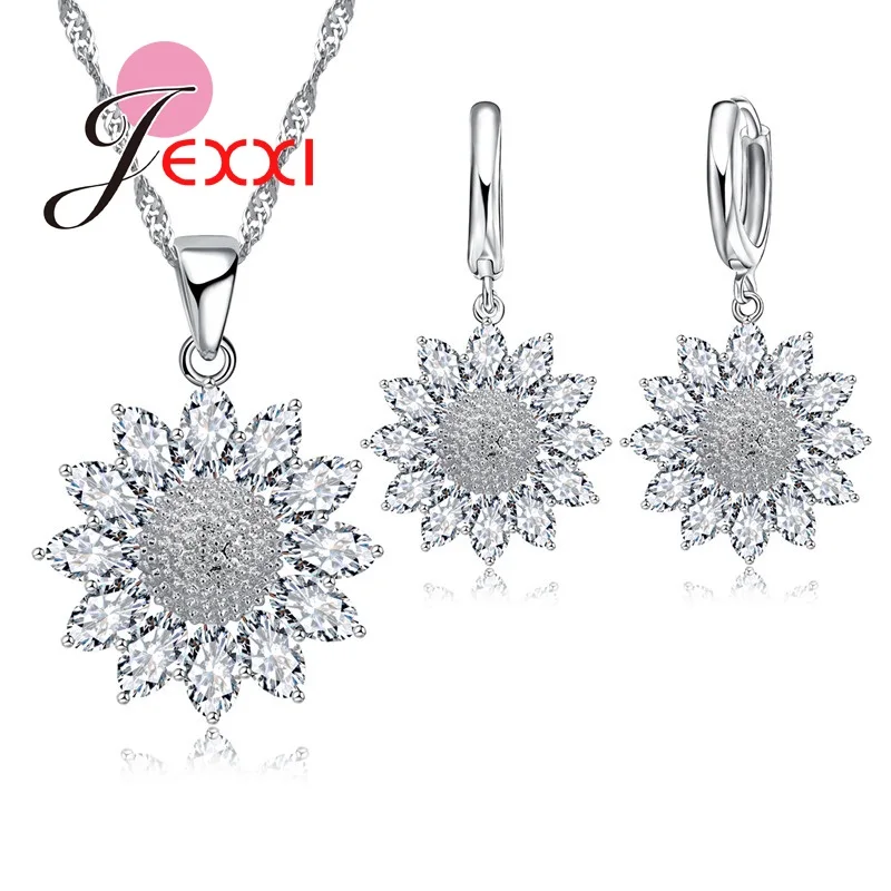Vintage Sunflower Cubic Zircon Wedding Engagement Silver Jewelry Sets Fashion Pendant Necklaces Set For Women
Vintage Sunflower Cubic Zircon Wedding Engagement Silver Jewelry Sets Fashion Pendant Necklaces Set For Women