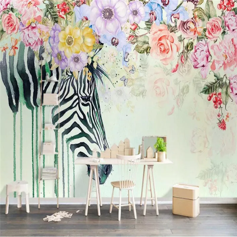 Custom wallpaper beautiful zebra flower Nordic background wall decoration painting - high quality silk cloth
Custom wallpaper beautiful zebra flower Nordic background wall decoration painting - high quality silk cloth