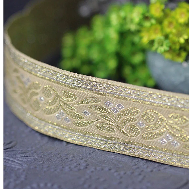 3.3cm*1yard Golden silk embroidery ribbon trimming for clothing wedding dresses DIY sewing accessories trim for tailor
3.3cm*1yard Golden silk embroidery ribbon trimming for clothing wedding dresses DIY sewing accessories trim for tailor