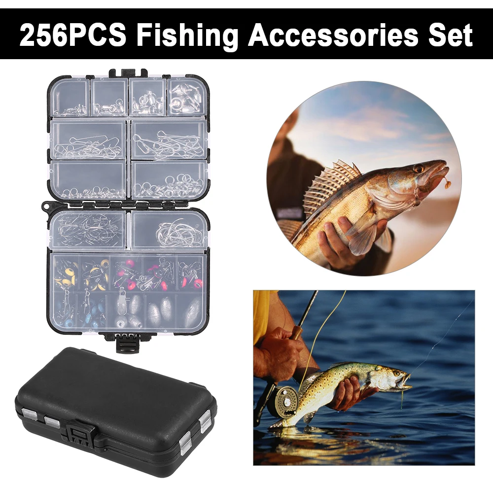 Crank Hooks Sinker Weights Swivels Snaps Connectors Beads 256pcs Fishing Accessories Kit Fishing Tackle Box Set
Crank Hooks Sinker Weights Swivels Snaps Connectors Beads 256pcs Fishing Accessories Kit Fishing Tackle Box Set