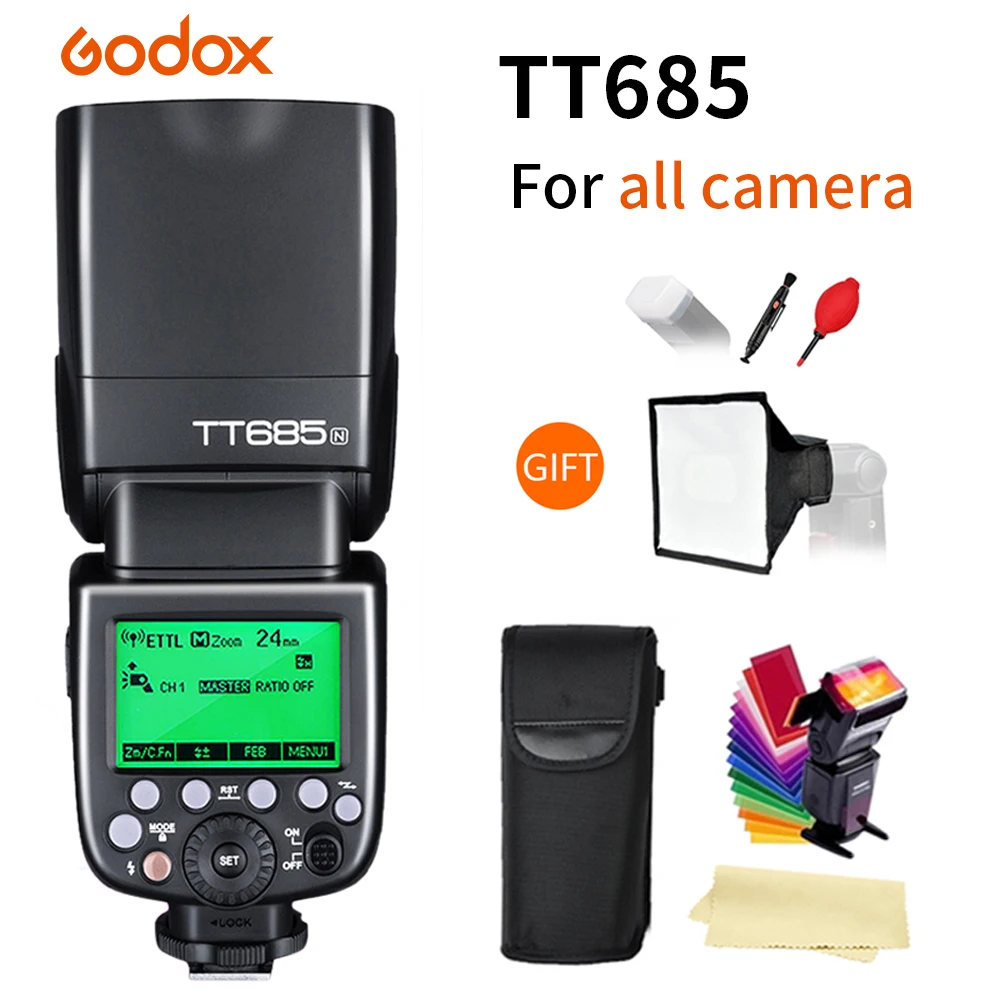 Godox TT685 TT685C/N/S/F/O 2.4G TTL High-speed sync 1/8000s GN60 Flash Speedlite for Canon Nikon Sony Fuji Olympus DSLR Camera
Godox TT685 TT685C/N/S/F/O 2.4G TTL High-speed sync 1/8000s GN60 Flash Speedlite for Canon Nikon Sony Fuji Olympus DSLR Camera