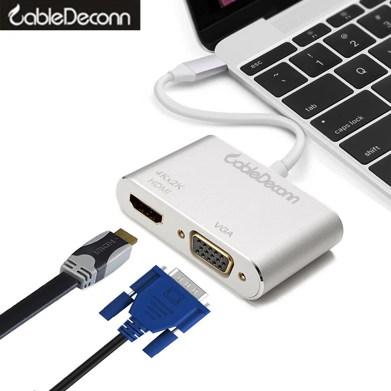 Usb концентратор hdmi vga адаптер Thunderbolt 3 usb Type c 4k 2 в 1 кабель usb3.1 конвертер для mac apple new