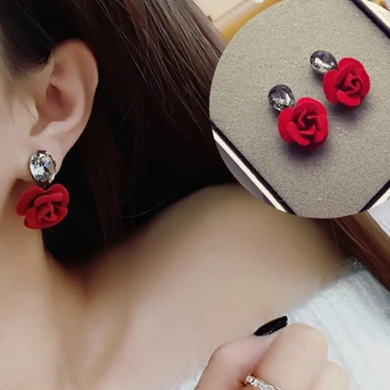 Rose earrings Classic Water Drops Crystal Flower Drop Earrings Red Rose Earring For Women Jewelry Gift Birthday Present
Rose earrings Classic Water Drops Crystal Flower Drop Earrings Red Rose Earring For Women Jewelry Gift Birthday Present