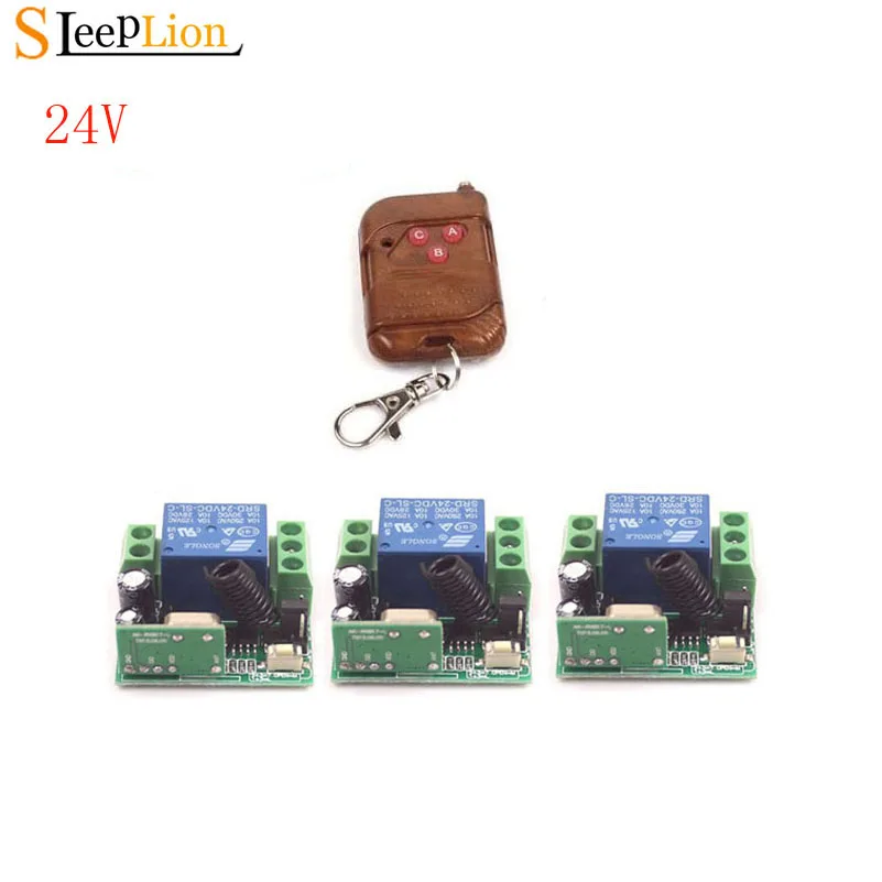 Sleeplion RF Wireless Switch 24V System 2 3-Key Transmitter+DC 24V 1CH 10A Relay Switch Receiver Module 315MHz 433MHz
Sleeplion RF Wireless Switch 24V System 2 3-Key Transmitter+DC 24V 1CH 10A Relay Switch Receiver Module 315MHz 433MHz