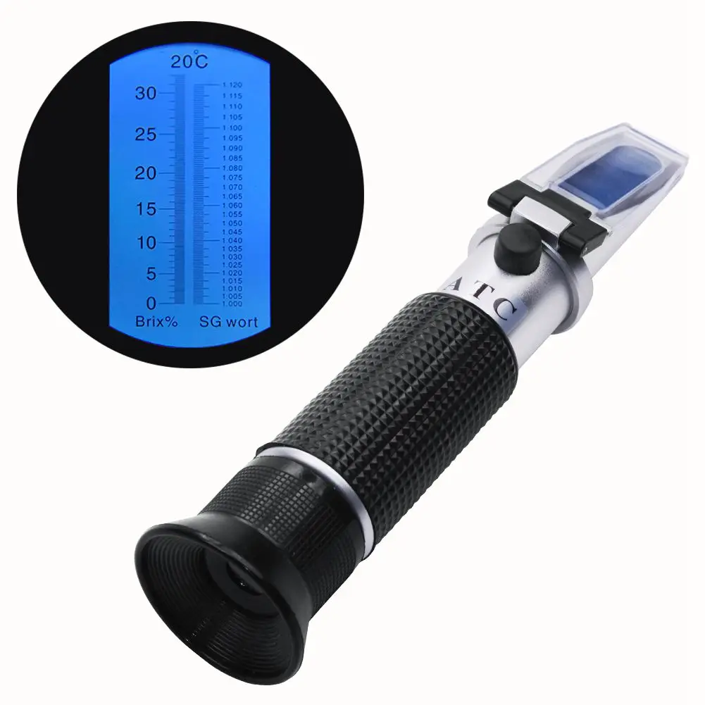 Beer Wort and Wine Refractometer, Dual Scale - Specific Gravity 1.000-1.120 and Brix 0-32%, Replaces Homebrew Hydrometer
Beer Wort and Wine Refractometer, Dual Scale - Specific Gravity 1.000-1.120 and Brix 0-32%, Replaces Homebrew Hydrometer