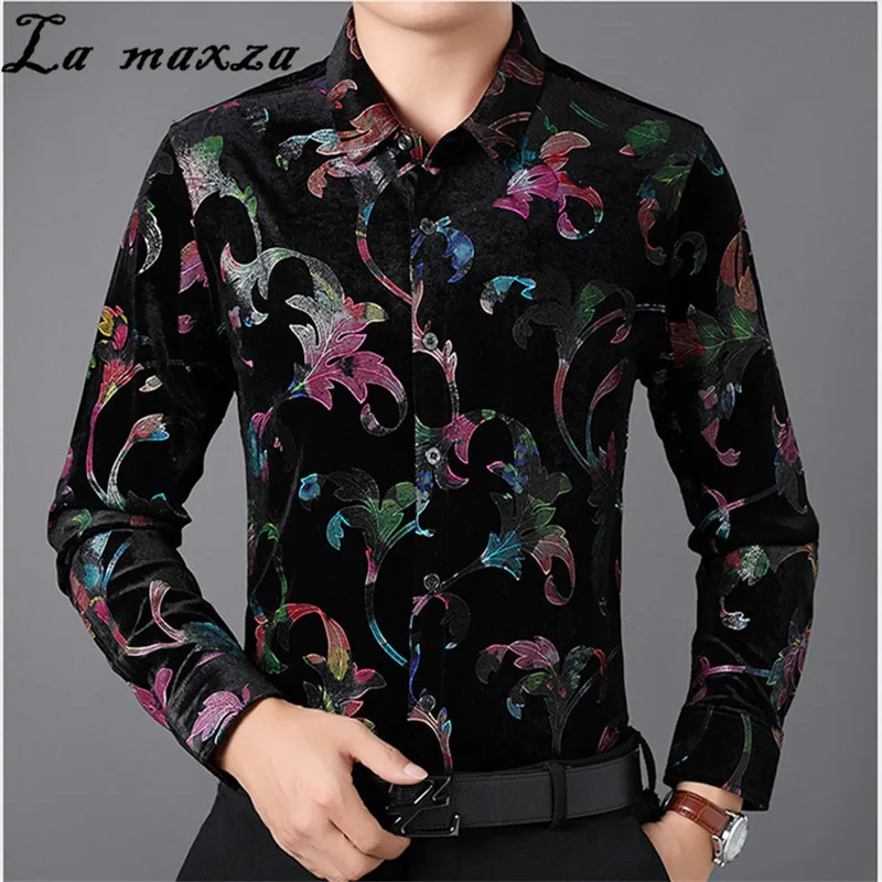 Plus Size Slim Fit Man Long Sleeves Shirt Florala Velvet Business Casual Fashion Flannel Spring Printing Blouse
Plus Size Slim Fit Man Long Sleeves Shirt Florala Velvet Business Casual Fashion Flannel Spring Printing Blouse