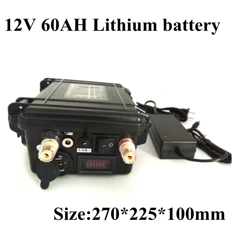 Portable Lithium 12V 60AH + ABS Waterproof Case 5A Charger 12V for Xenon Light Inverter Underwater Thrower LED
Portable Lithium 12V 60AH + ABS Waterproof Case 5A Charger 12V for Xenon Light Inverter Underwater Thrower LED