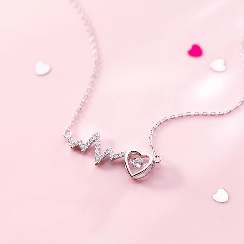 MloveAcc Clear CZ Zircon Heartbeat Wave 925 Sterling Silver Necklaces for Women Short Clavicle Chain Christmas Gift
MloveAcc Clear CZ Zircon Heartbeat Wave 925 Sterling Silver Necklaces for Women Short Clavicle Chain Christmas Gift