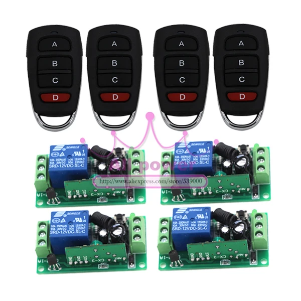 

DC12V mini size remote control Switch, Remote Switch 12V 1CH Radio Digital Switch RF 4 Transmitters 4 Receivers
