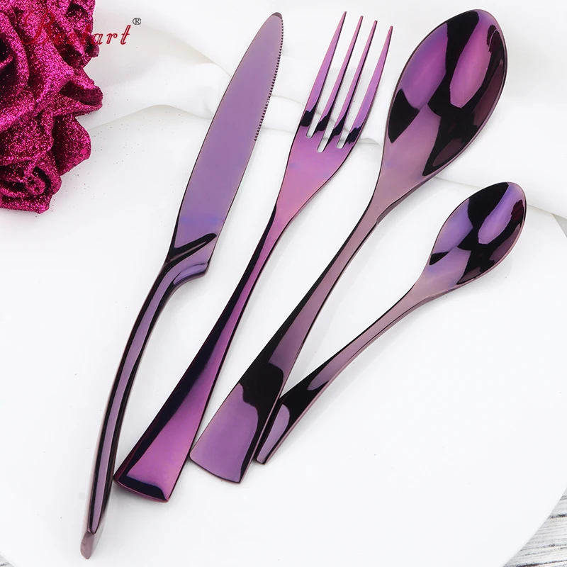 4 Pcs/Set Purple Dinner Sets Steel Cutlery Tableware Spoon Knives Forks Dinnerware Set Western Home Restaurant Food Cutlery Sets
4 Pcs/Set Purple Dinner Sets Steel Cutlery Tableware Spoon Knives Forks Dinnerware Set Western Home Restaurant Food Cutlery Sets