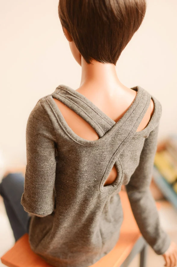 BJD doll colthes gray clipping holes back Grade separation T-shirt for 1/3 BJD DD SD doll size doll clothes accessories
