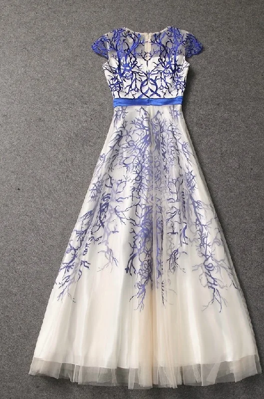 Женское длинное платье с вышивкой Роскошное дизайнерское газовое Платье макси