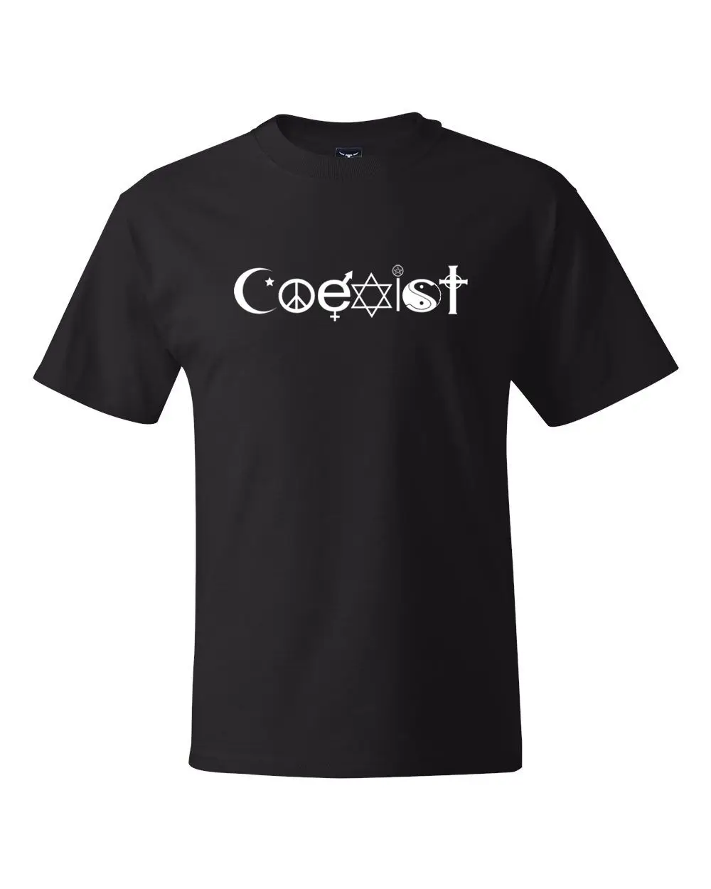 Мужская футболка с коротким рукавом Coexist Religion Faith Symbol летняя большого размера
