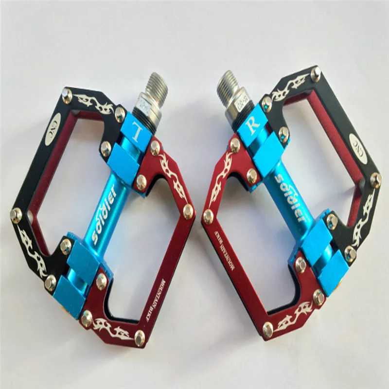 SOLDIER Mountain Bike Platform Pedal Flat Aluminum Alloy Palin Pedal Anti-Skid Bearing #A